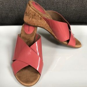 Giani Bernini open toe cork wedge heels